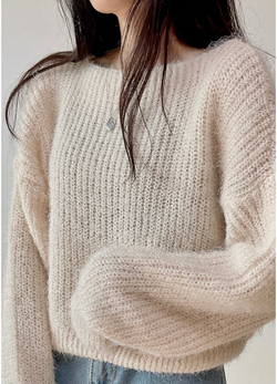 BOAT NECK ANGORA KNIT ( 4 COLORS )