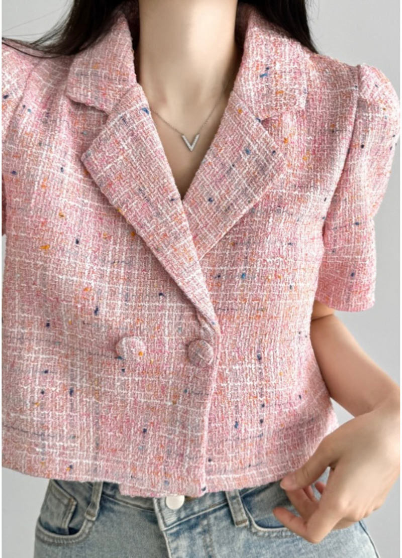 DOUBLE BUTTON TWEED JACKET ( 2 COLORS )