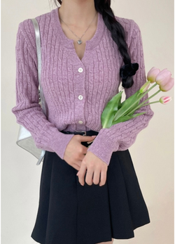 CABLE KNIT CARDIGAN ( 2 COLORS )