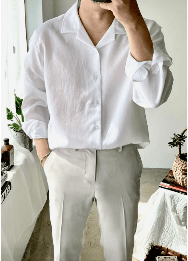 LINEN & POLYESTER BLENDED BUTTON SHIRT ( 3 COLORS )
