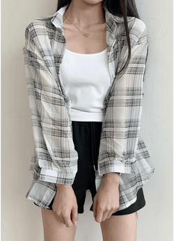 SEE-THROUGH LOOSE FIT SHIRT ( 2 COLORS )