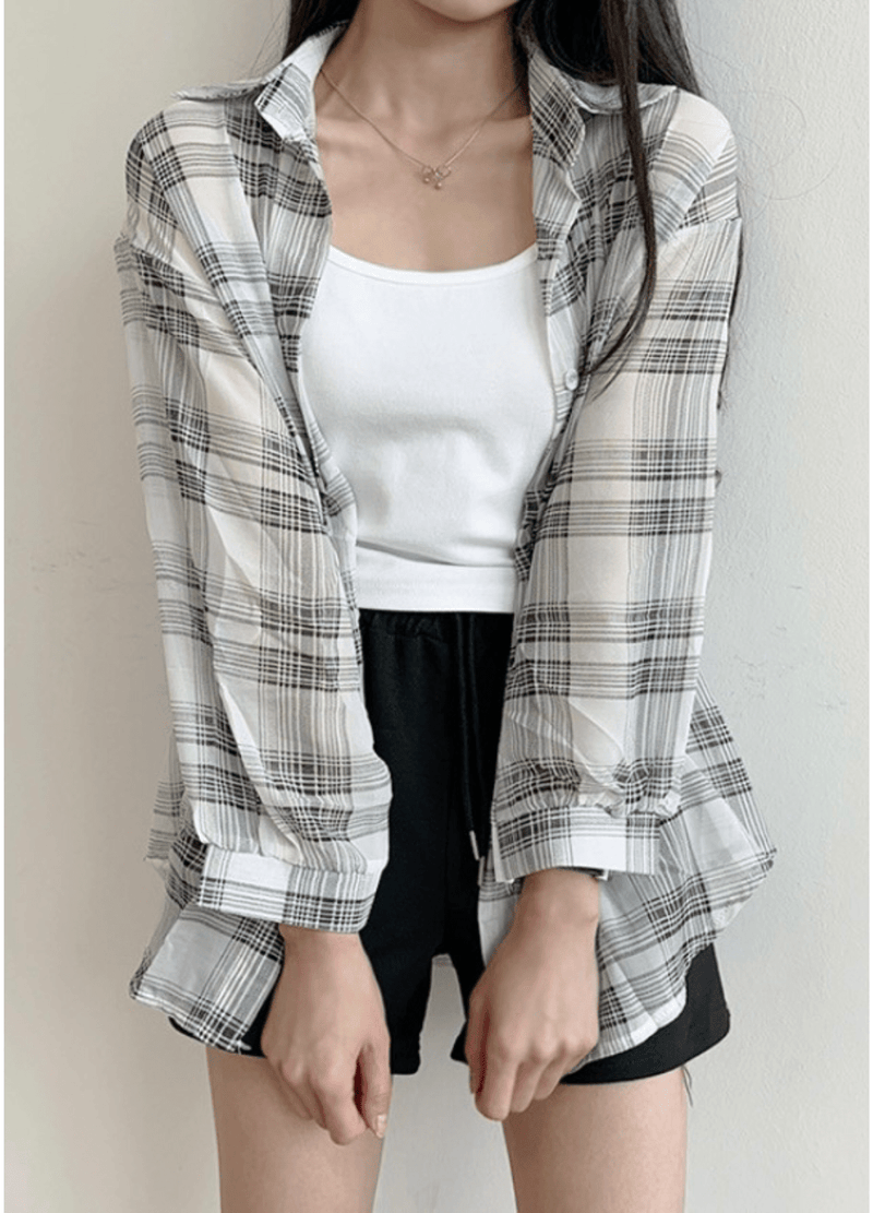 SEE-THROUGH LOOSE FIT SHIRT ( 2 COLORS )