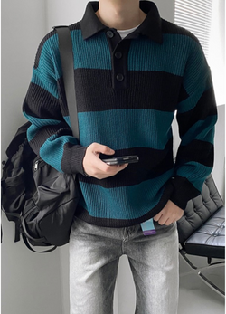 OVER SIZE FIT STRIPE KNIT ( 2 COLORS )