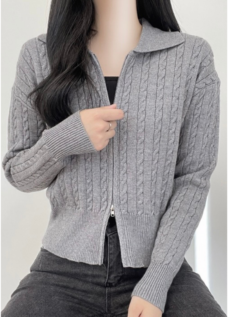 2WAY ZIP-UP KNIT CARDIGAN ( 3 COLORS )