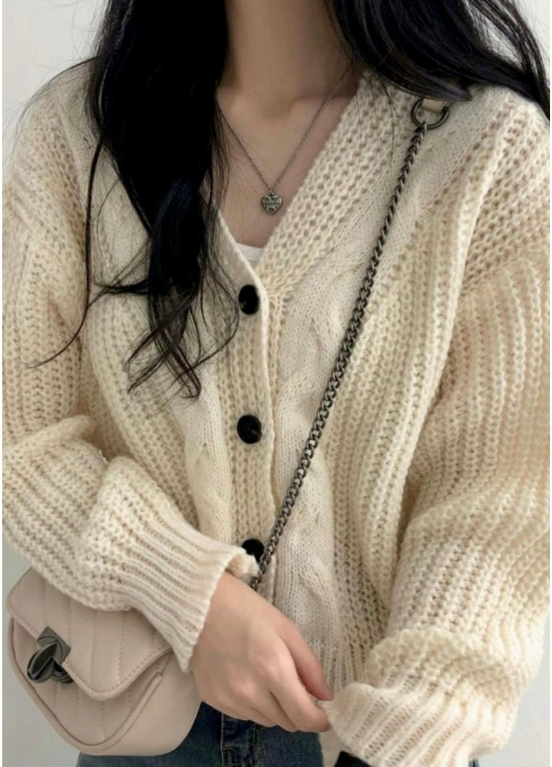 DAILY CABLE KNIT CARDIGAN ( 2 COLORS )