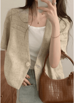 SINGLE BUTTON LINEN JACKET ( 2 COLORS )