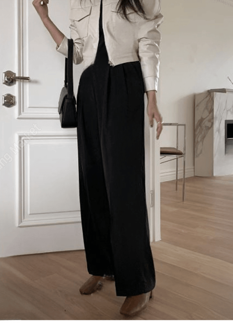 BEST SIDE ZIP-UP WIDE-FIT SLACKS ( 3 COLORS )