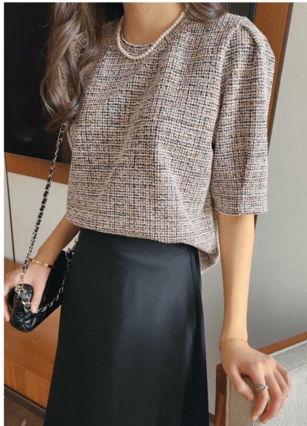 TWEED BLOUSE KNIT ( 2 COLORS )