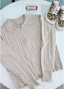 2WAY ZIP-UP KNIT CARDIGAN ( 3 COLORS )