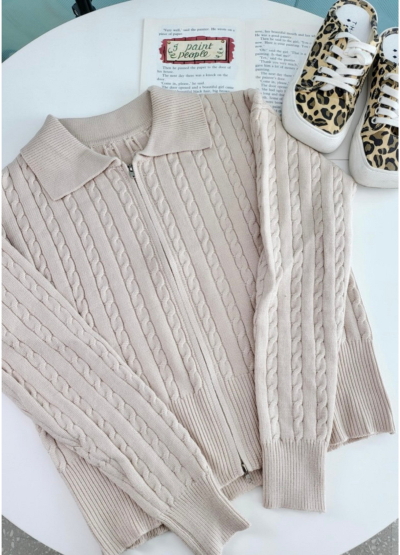 2WAY ZIP-UP KNIT CARDIGAN ( 3 COLORS )