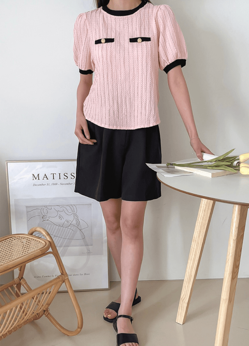 COLOR SCHEME SHORT BLOUSE ( 2 COLORS )