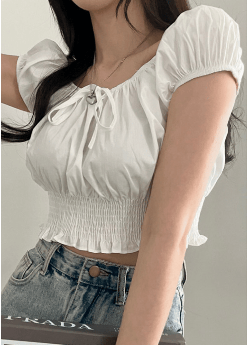 CROP RIBBON BLOUSE ( 3 COLORS )