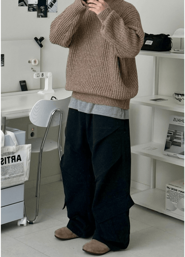 TWO-TONE HACCI SWEATER ( 2 COLORS )