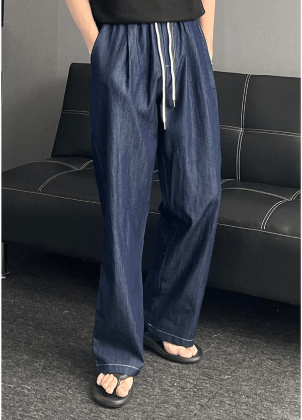 DENIM & LINEN BLEND ONE-TUCK DENIM ( 2 COLORS )