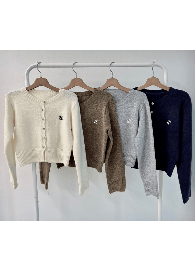 EMBROIDERY KNIT CARDIGAN ( 4 COLORS )