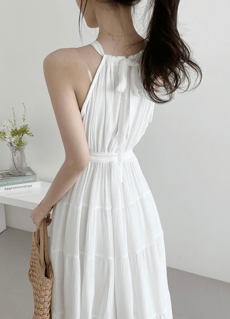 SLEEVELESS HALTERNECK DRESS ( 2 COLORS )