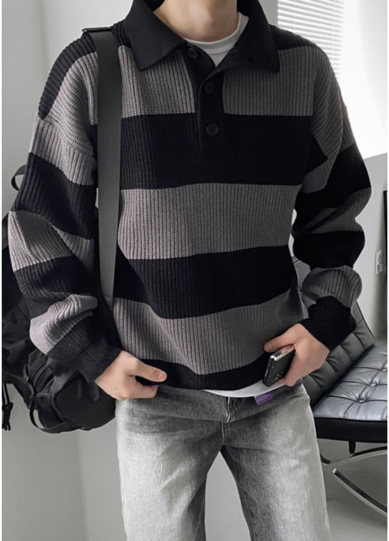 OVER SIZE FIT STRIPE KNIT ( 2 COLORS )