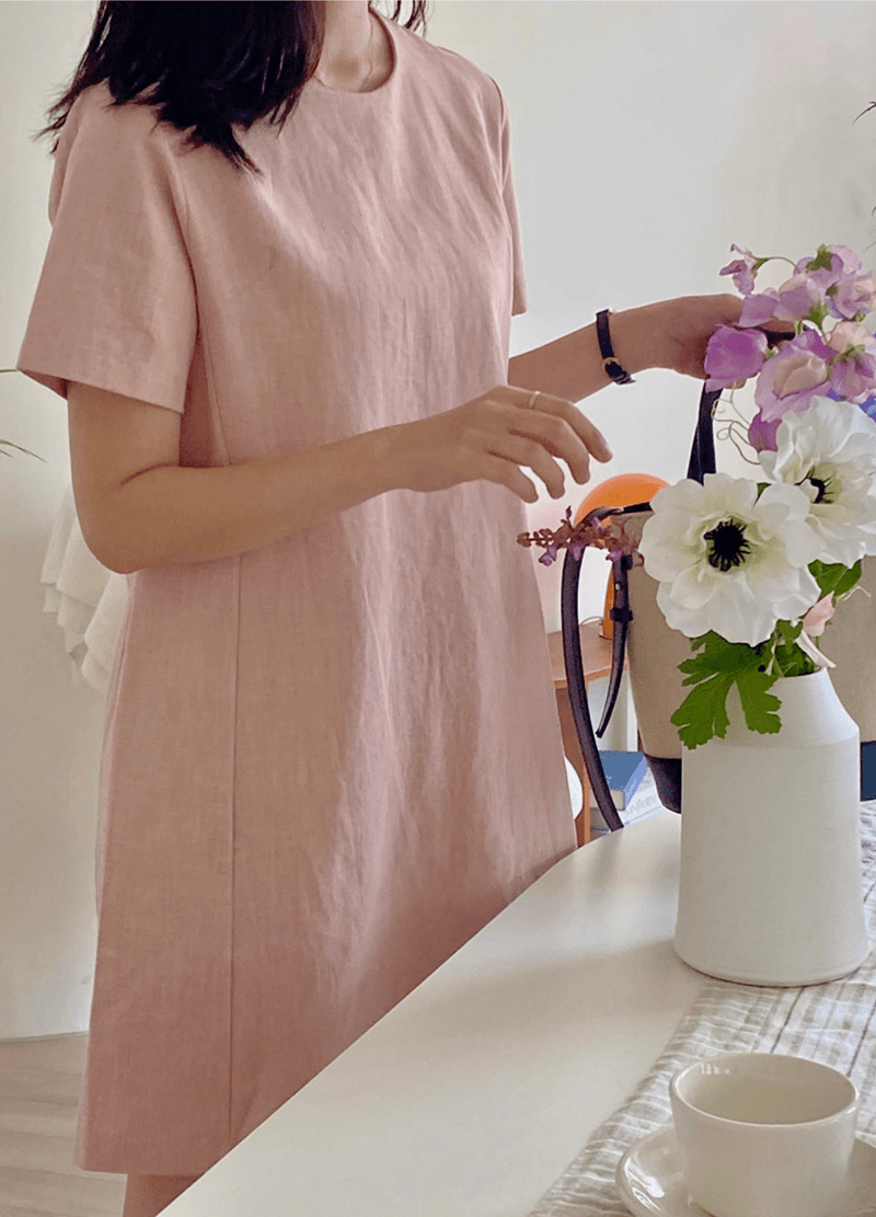 SIMPLE STYLE LINEN DRESS ( 2 COLORS )