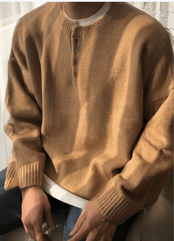 HENLY-NECK BUTTON KNIT ( 3 COLORS )