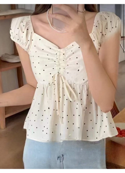 DOTTED OPEN BLOUSES ( 2 COLORS )