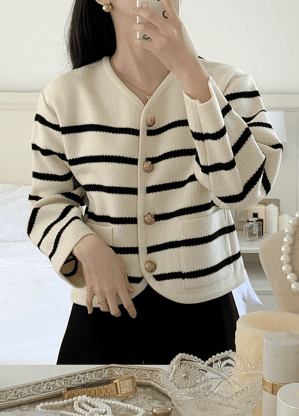 STRIPED KNITWEAR JACKET