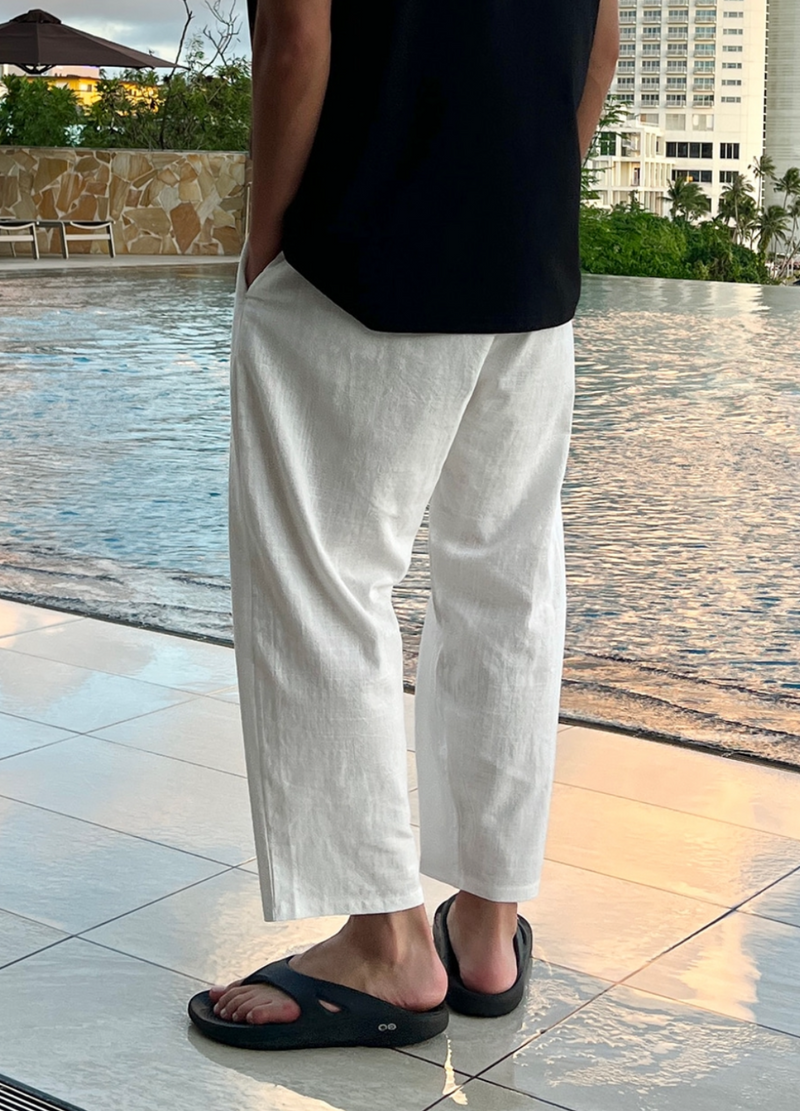 CROPPED LINEN WIDE PANTS ( 3 COLORS )