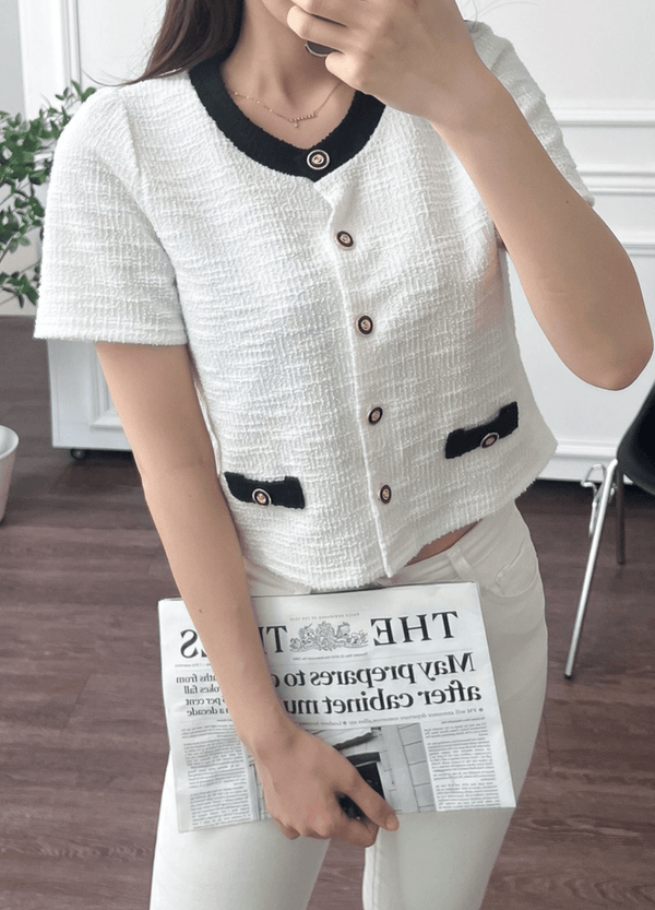 TWEED CARDIGAN KNIT ( 2 COLORS )