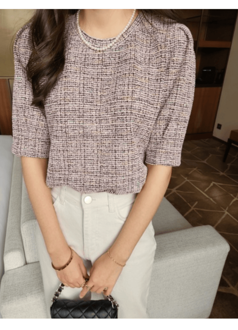 TWEED BLOUSE KNIT ( 2 COLORS )