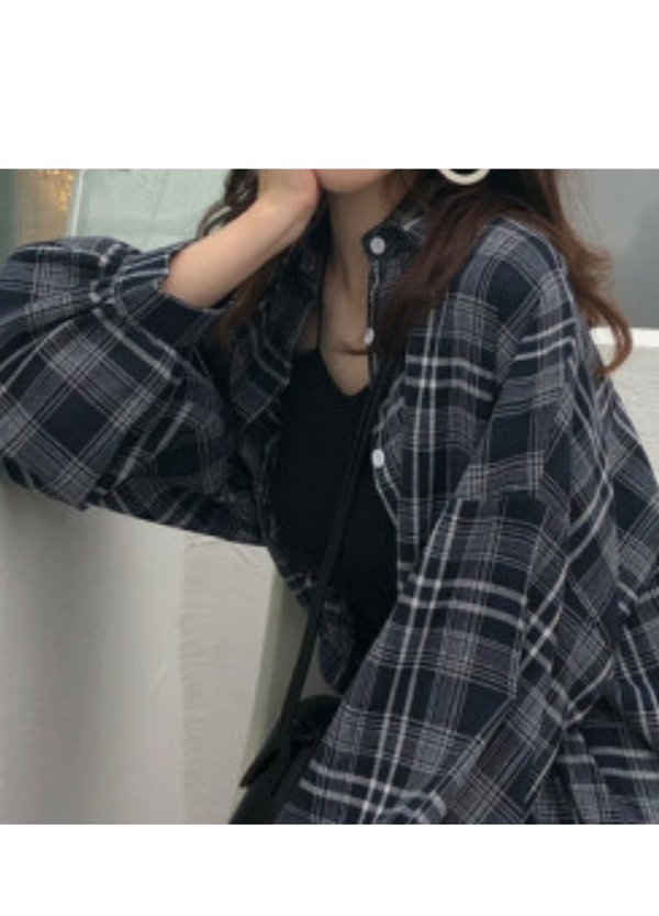 CHECKERED LONG SLEEVE SHIRT ( 2 COLORS )