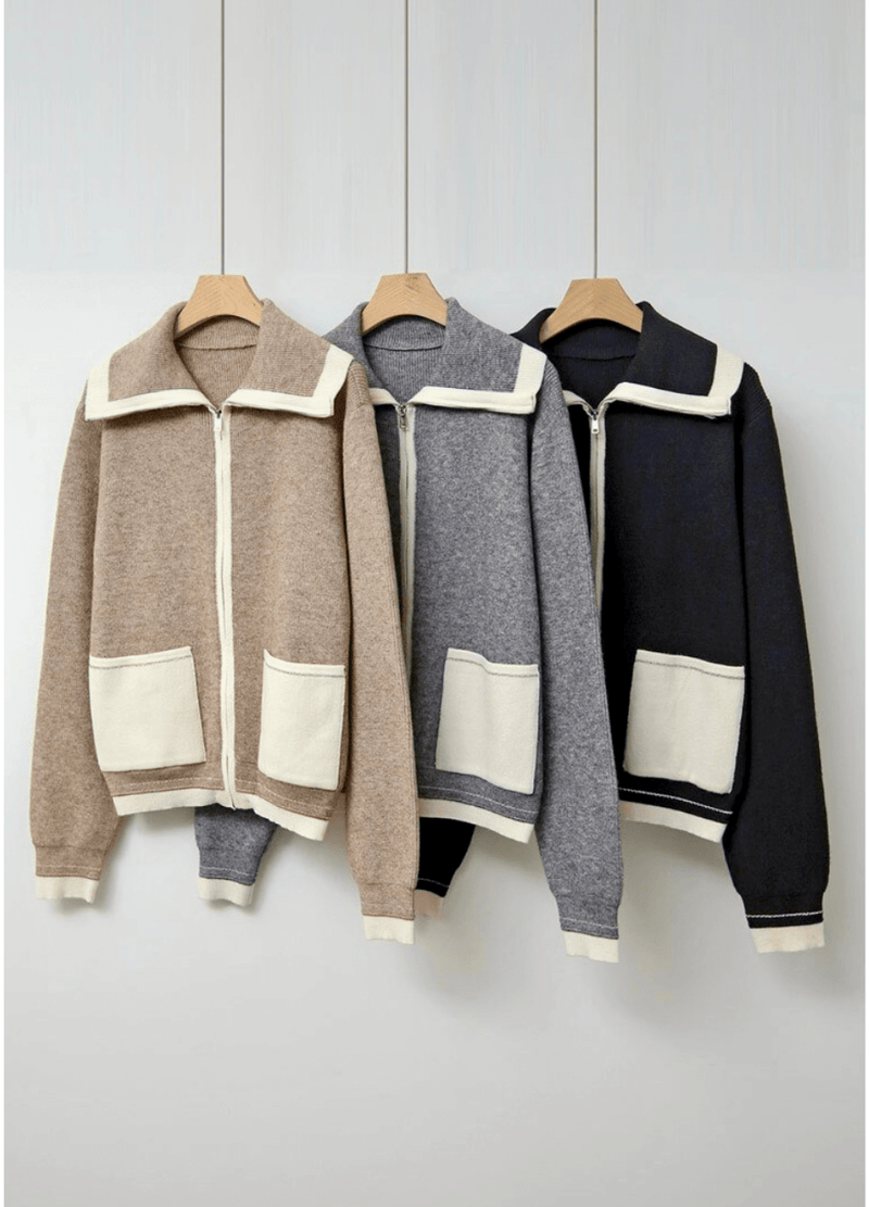 HIGH NECK ZIP KNIT ( 3 COLORS )