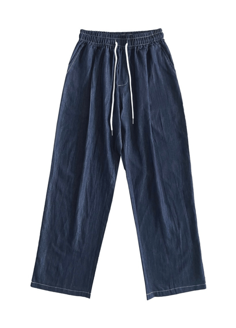 DENIM & LINEN BLEND ONE-TUCK DENIM ( 2 COLORS )