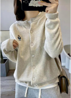 BEAR EMBROIDERY CARDIGAN ( 3 COLORS )