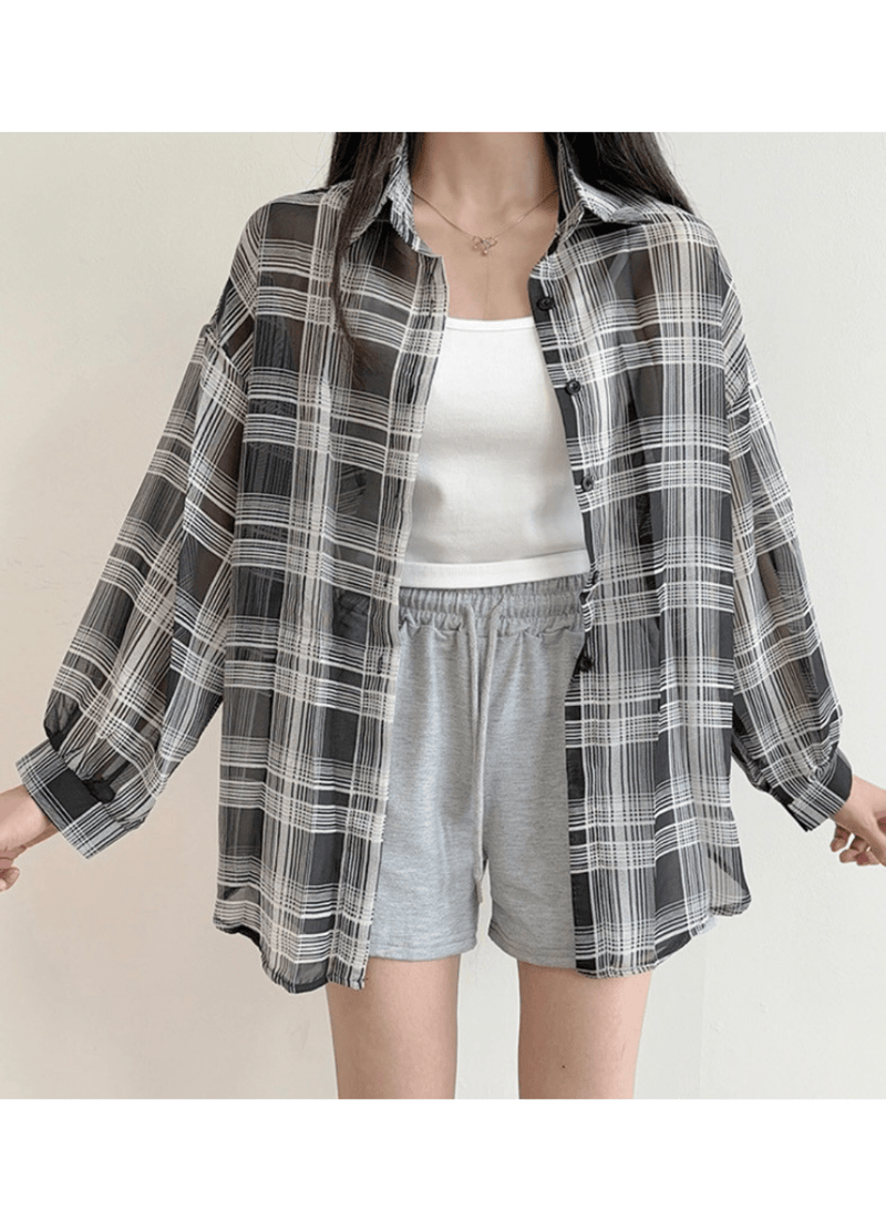SEE-THROUGH LOOSE FIT SHIRT ( 2 COLORS )