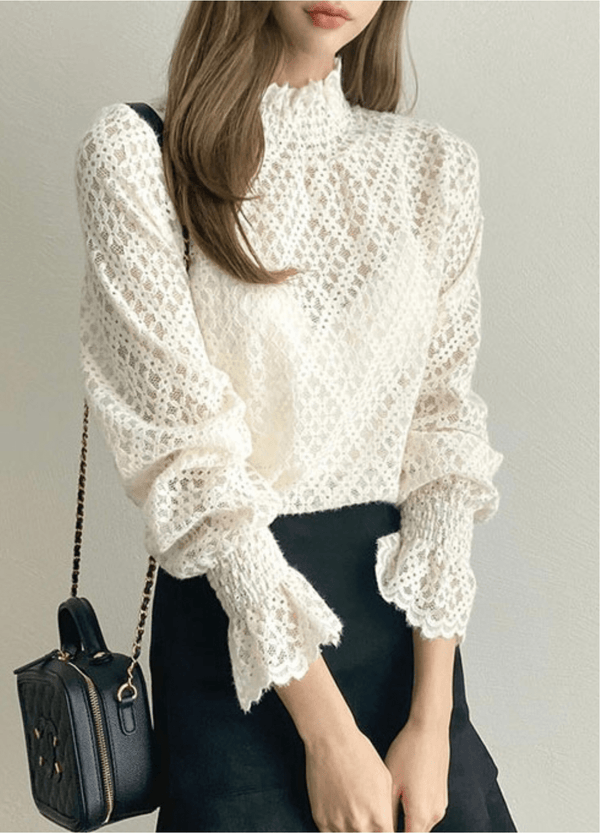 SEE-THROUGH SHIRRING INNER BLOUSE ( 2 COLORS )