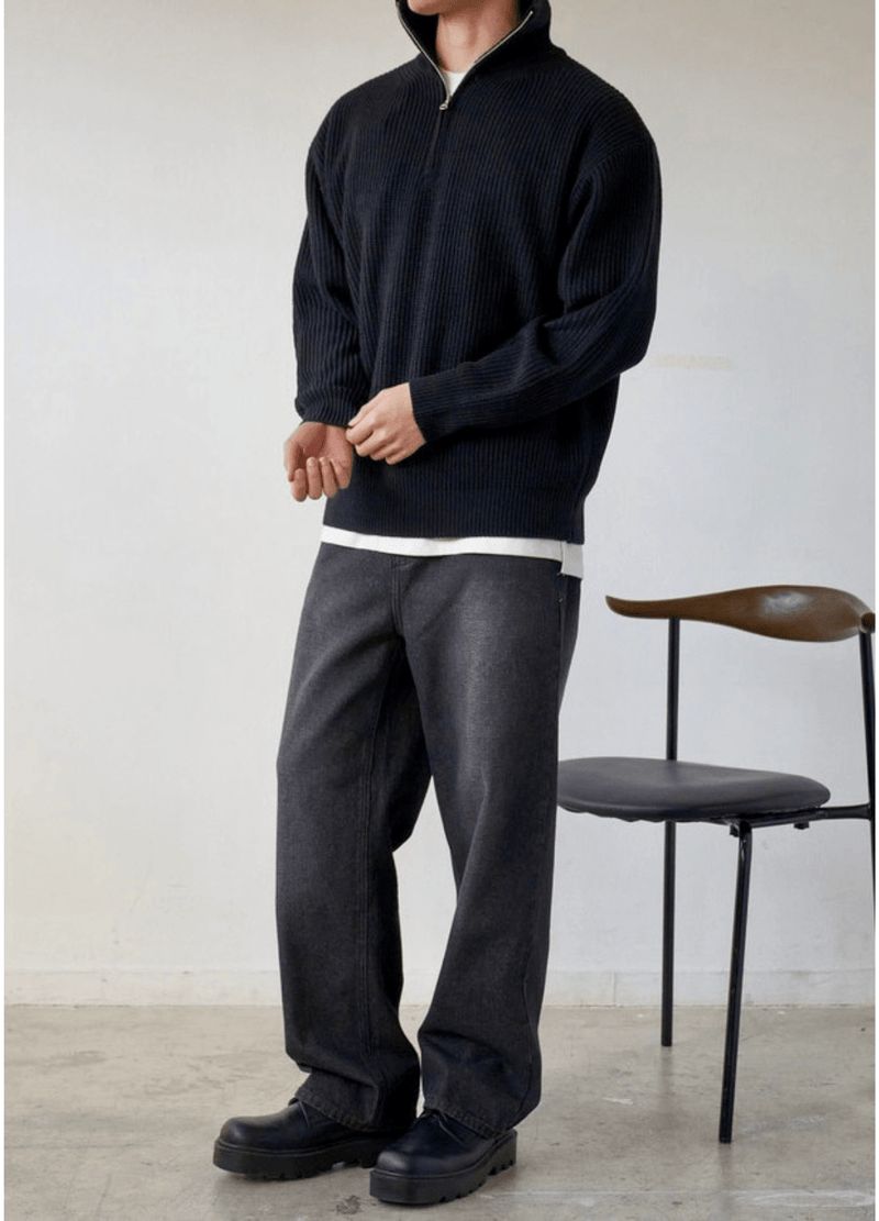 HALF ZIP SWEATER ( 3 COLORS )