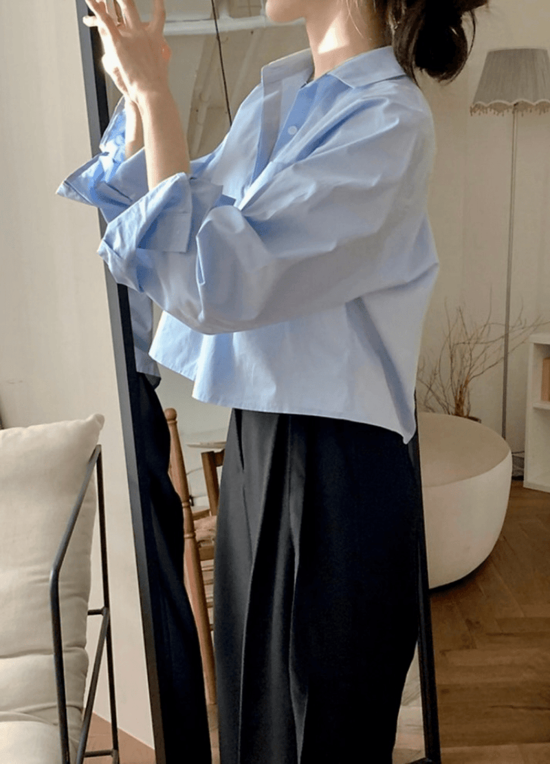 DAILY BASIC CROP BUTTON DOWN ( 2COLORS )