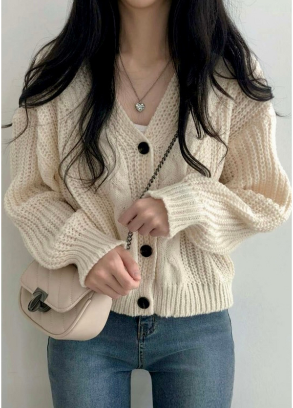 DAILY CABLE KNIT CARDIGAN ( 2 COLORS )