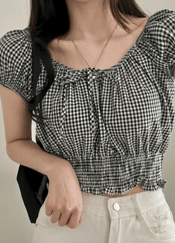 CROP RIBBON BLOUSE ( 3 COLORS )