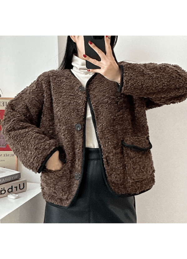 FLEECED SIMPLE CARDIGANS ( 2 COLORS )