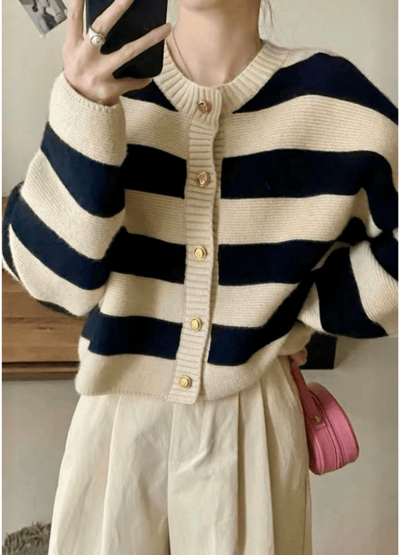 THICK STRIPE CARDIGAN ( 2 COLORS )