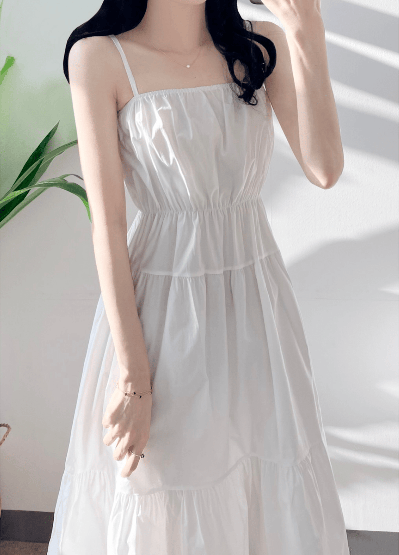 BANDING SHIRRING DRESS ( 2 COLORS )