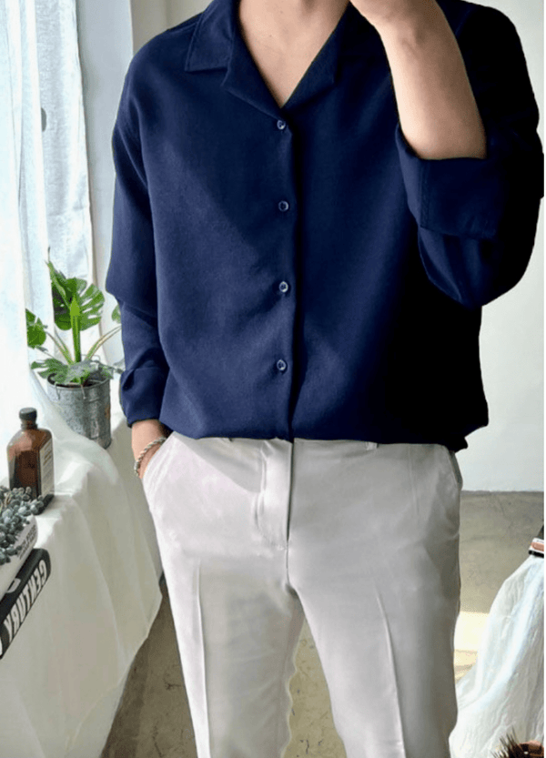 LINEN & POLYESTER BLENDED BUTTON SHIRT ( 3 COLORS )