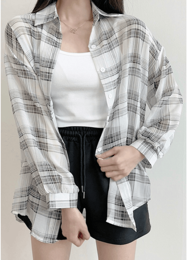 SEE-THROUGH LOOSE FIT SHIRT ( 2 COLORS )