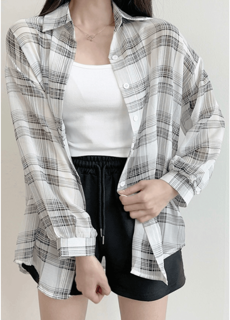 SEE-THROUGH LOOSE FIT SHIRT ( 2 COLORS )