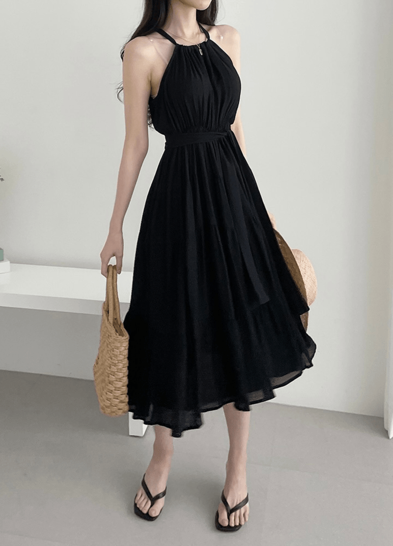 SLEEVELESS HALTERNECK DRESS ( 2 COLORS )