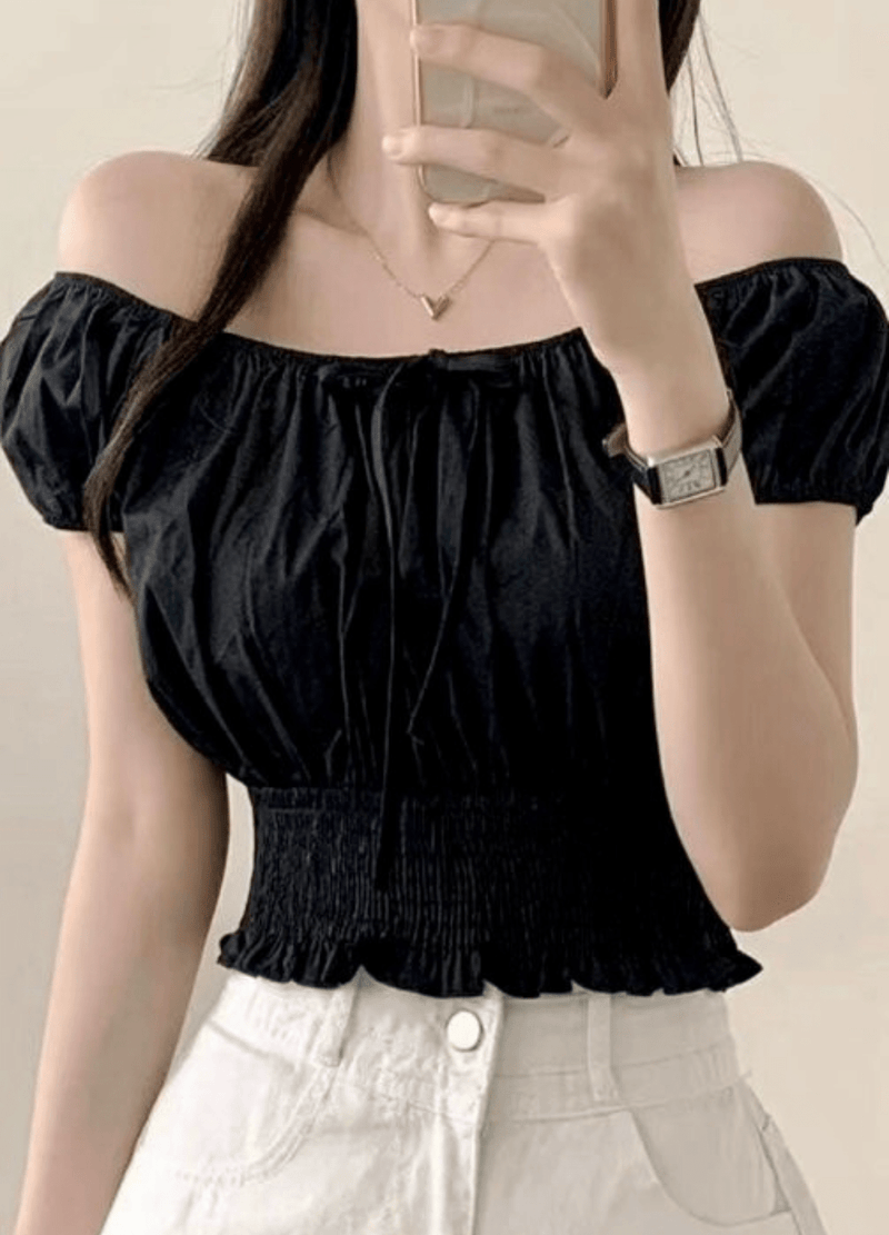 CROP RIBBON BLOUSE ( 3 COLORS )