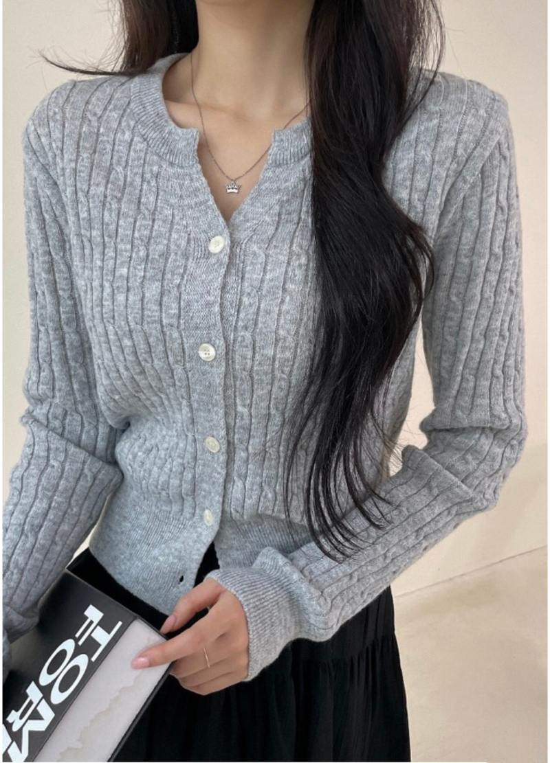 CABLE KNIT CARDIGAN ( 2 COLORS )