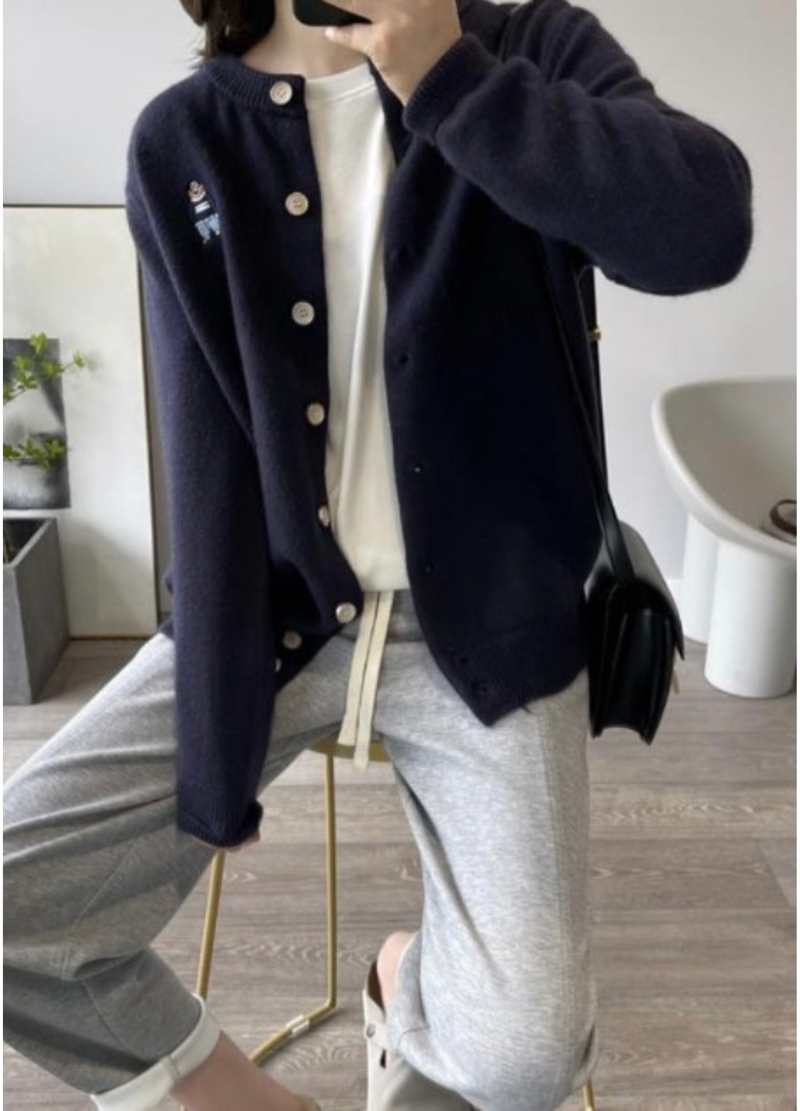 BEAR EMBROIDERY CARDIGAN ( 3 COLORS )