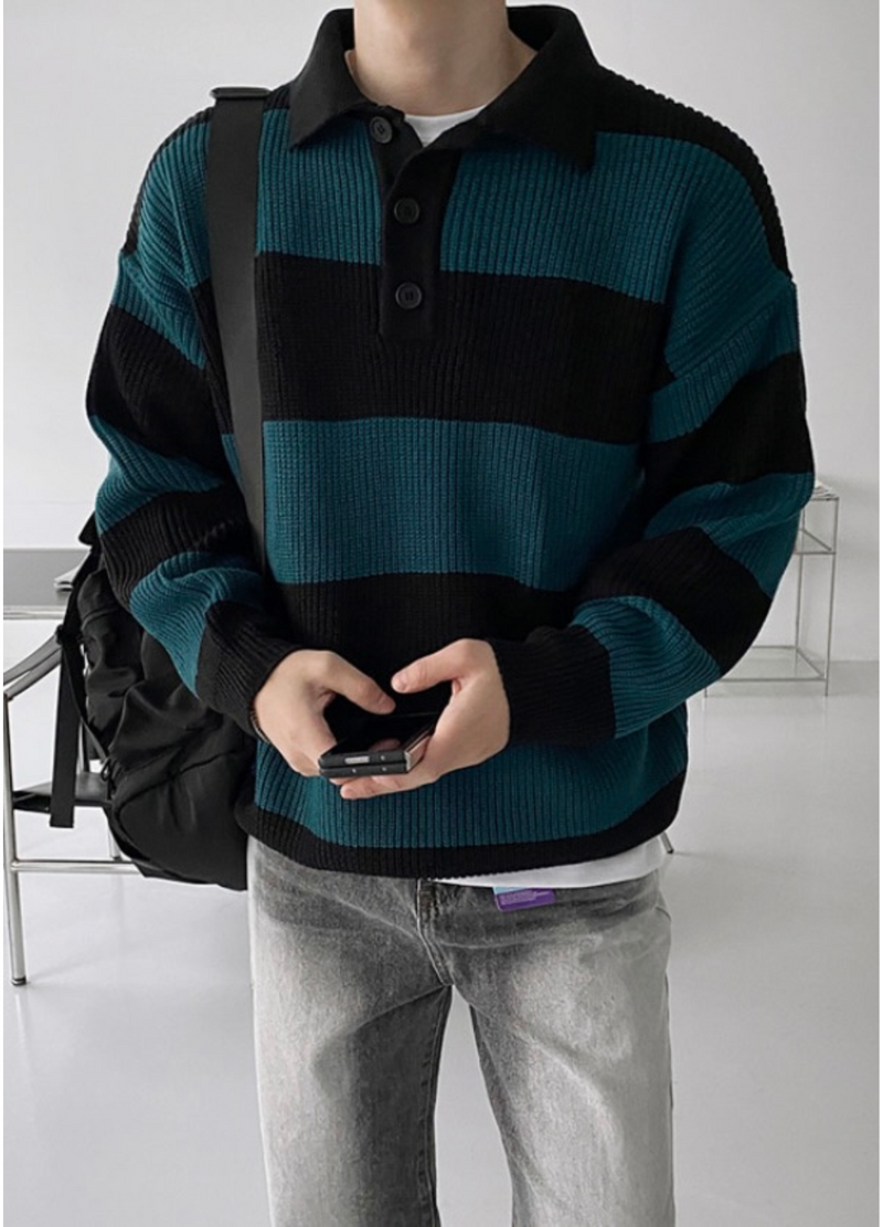 OVER SIZE FIT STRIPE KNIT ( 2 COLORS )