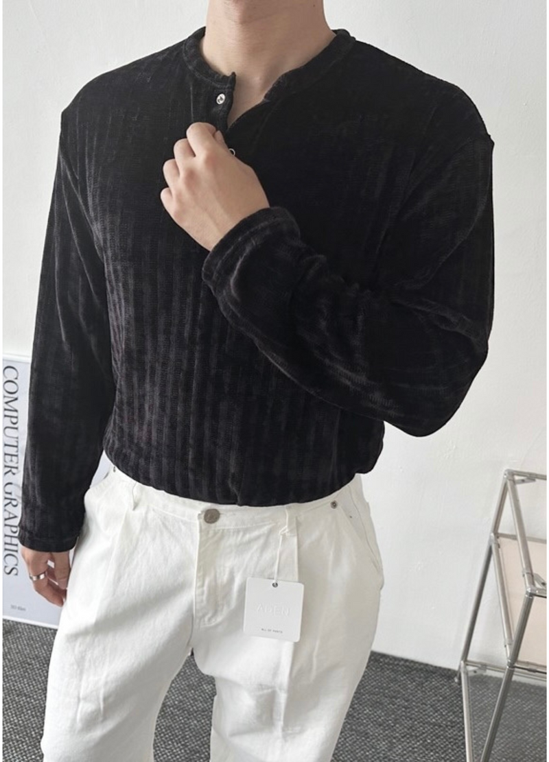 VELVET HENRY NECK KNIT ( 2 COLORS )